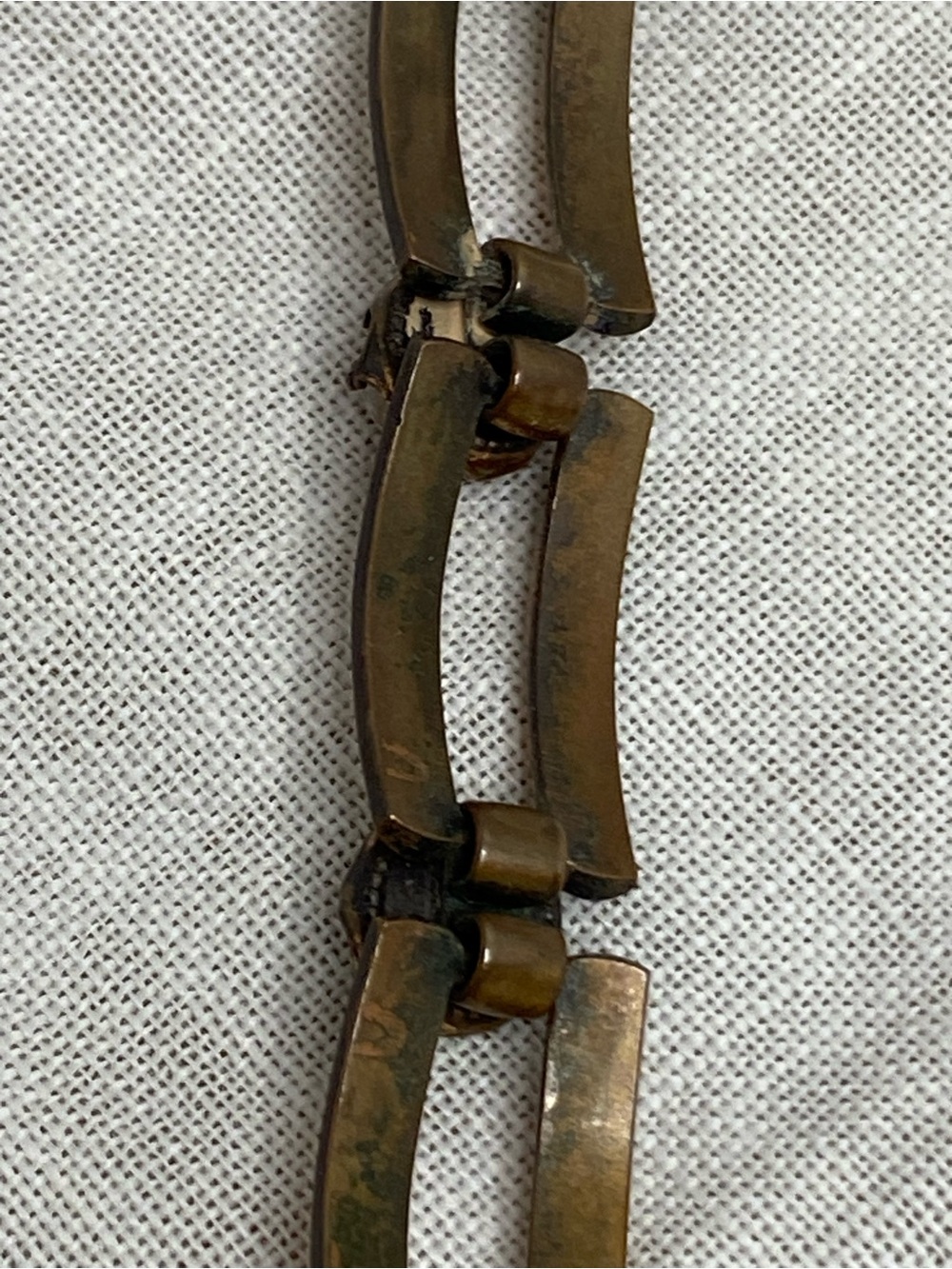 Vintage Copper Tone Moonglow Lucite Cabochon Link Bracelet Pastel MCM - Picture 12 of 16